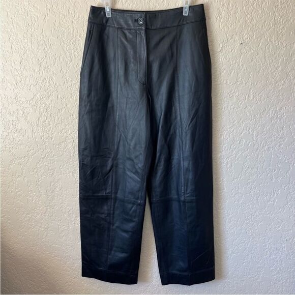 Jason Wu Straight-Leg Lamb Leather Black Pants Size 4 - Picture 4 of 10